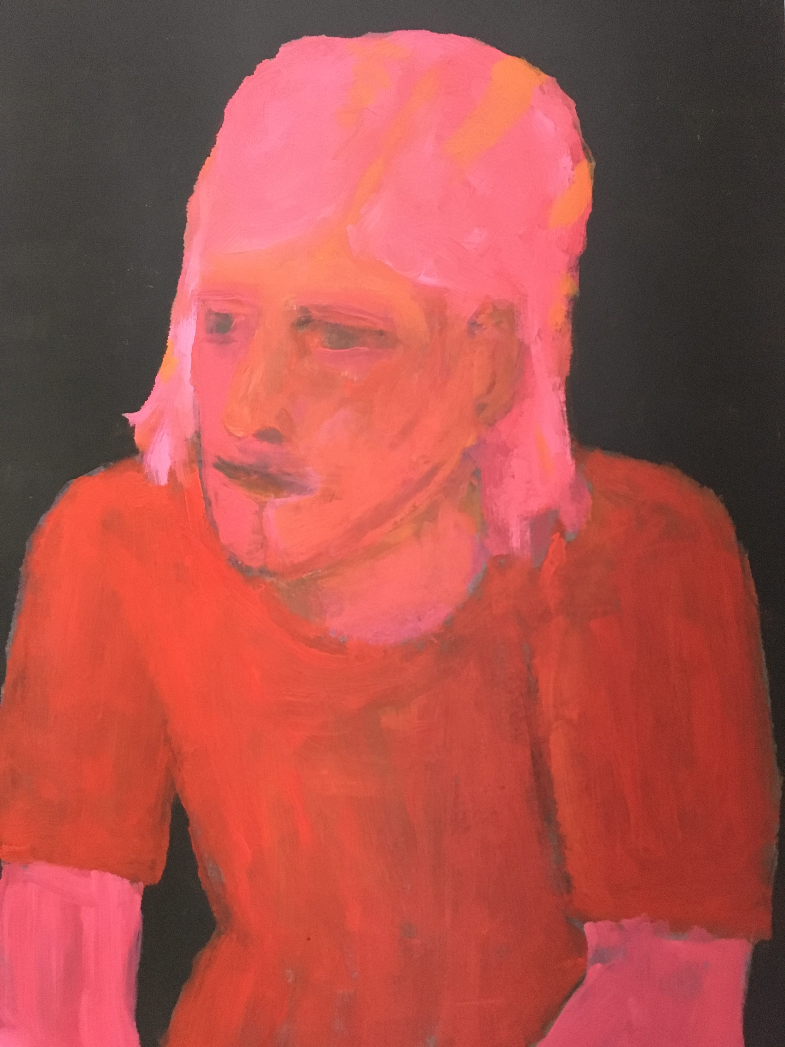 Frau in rot, Portrait gemalt